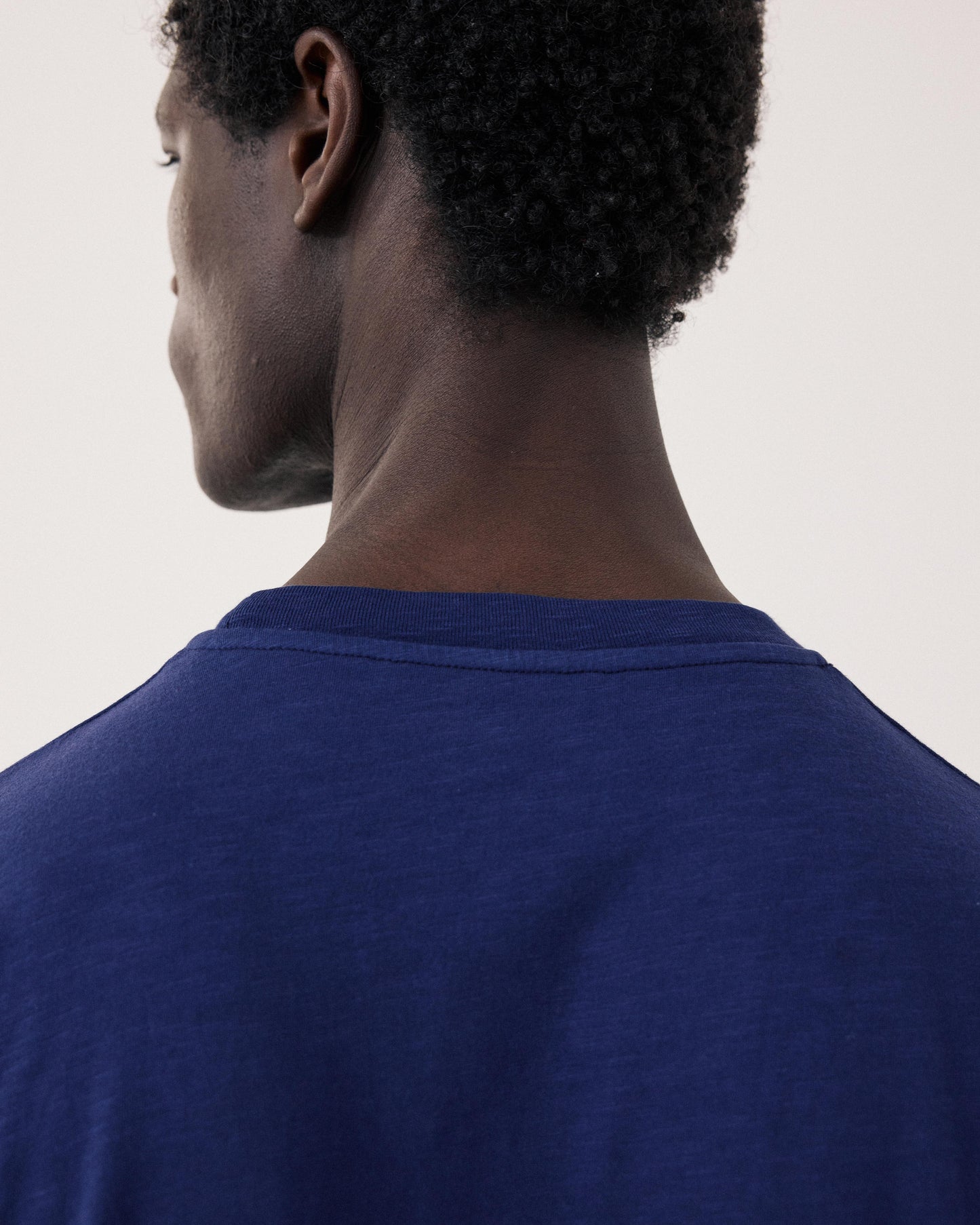 T-shirt Homme en Coton Slub Bleu Indigo Crew BF68303-05