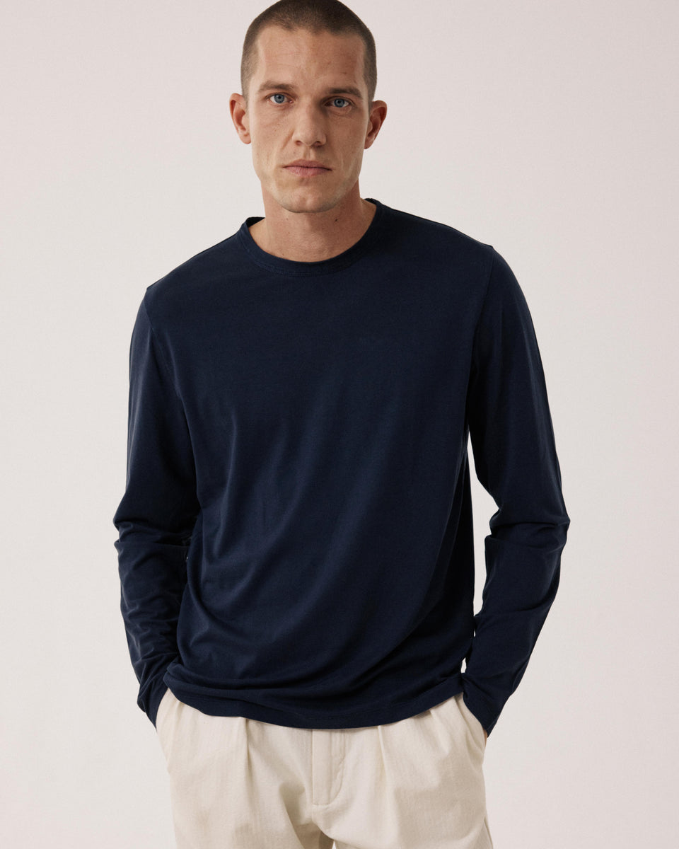 T-shirt Homme en Jersey de Lyocell & Coton Bleu Nuit - Image principale
