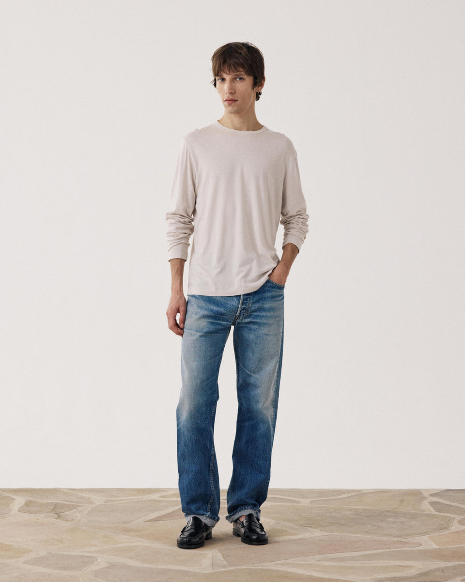 T-shirt Homme en Jersey de Lyocell & Coton Beige - Image alternative