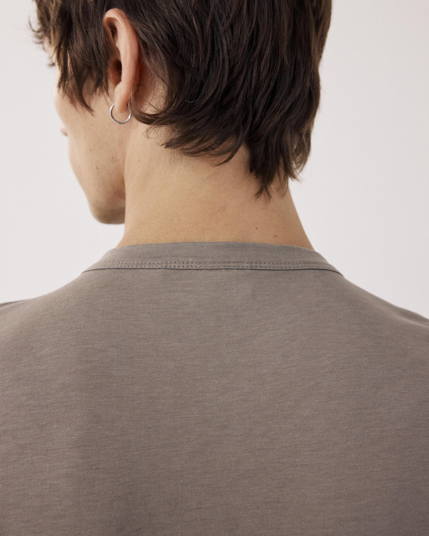 T-shirt Homme en Jersey de Lyocell & Coton Taupe Henley BF79305-10