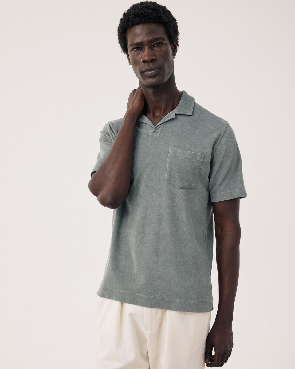 Polo Homme en Eponge Vert Militaire - Image principale