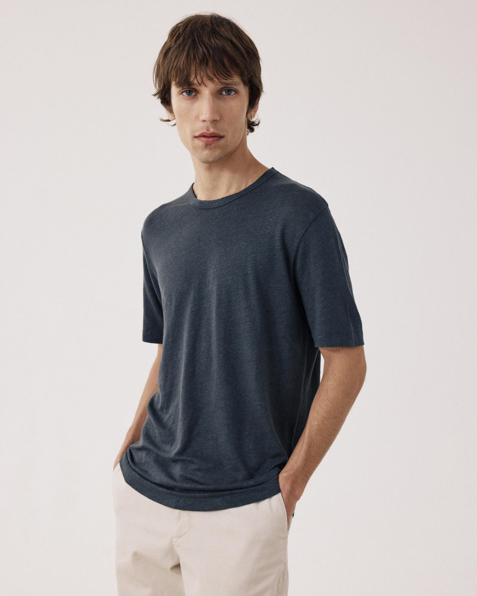 T-shirt Homme en Lin Carbone Crew - Image principale