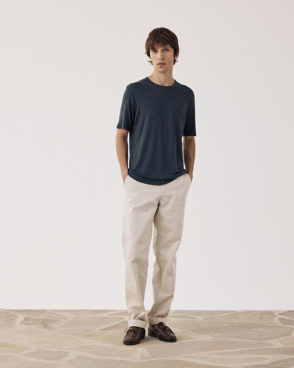 T-shirt Homme en Lin Carbone Crew - Image alternative