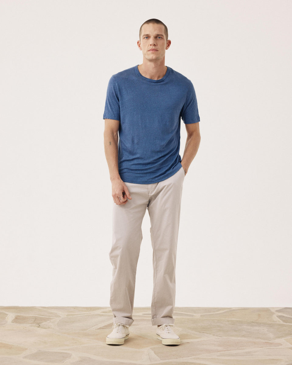T-shirt Homme en Lin Bleu Denim Crew - Image alternative