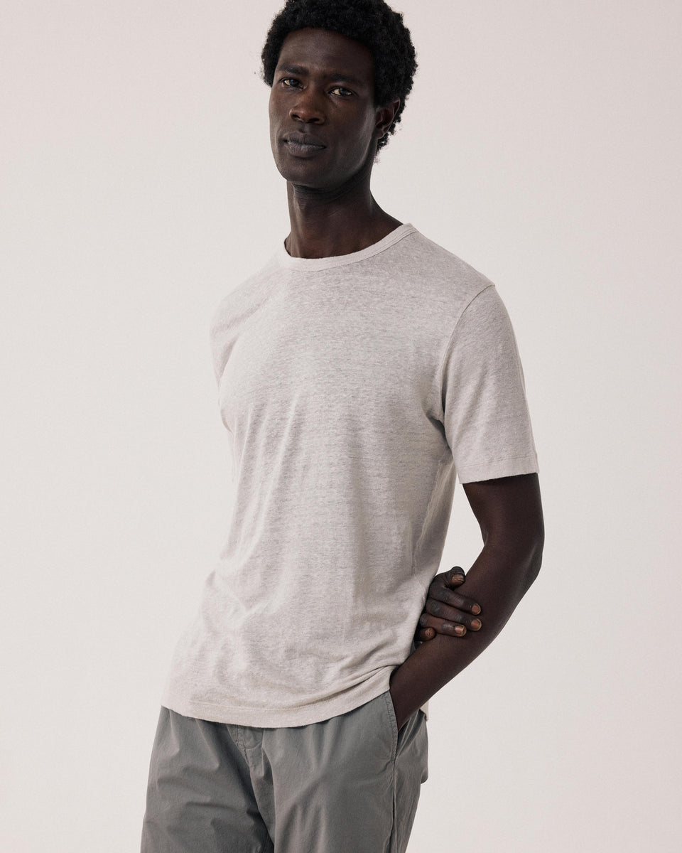 T-shirt Homme en Lin Beige Linen Crew - Image principale
