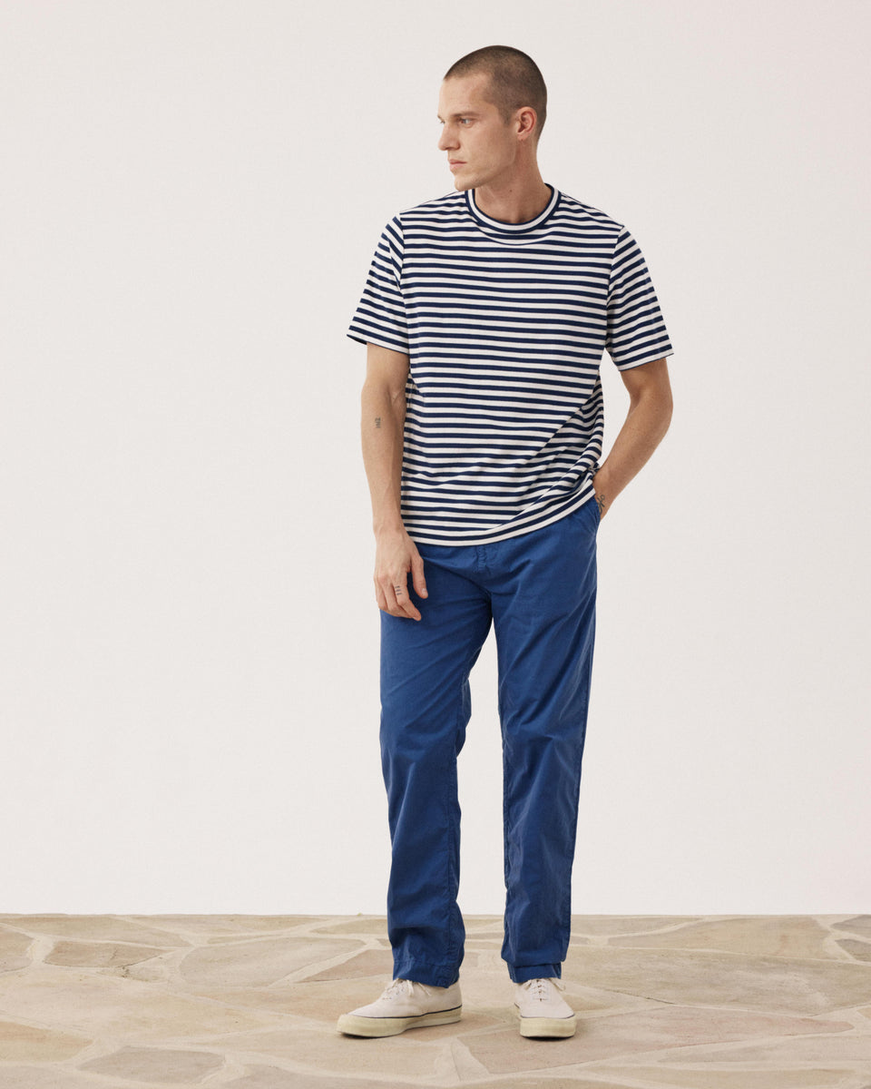 T-shirt Homme en Jersey Rayé Marine & Ecru - Image alternative