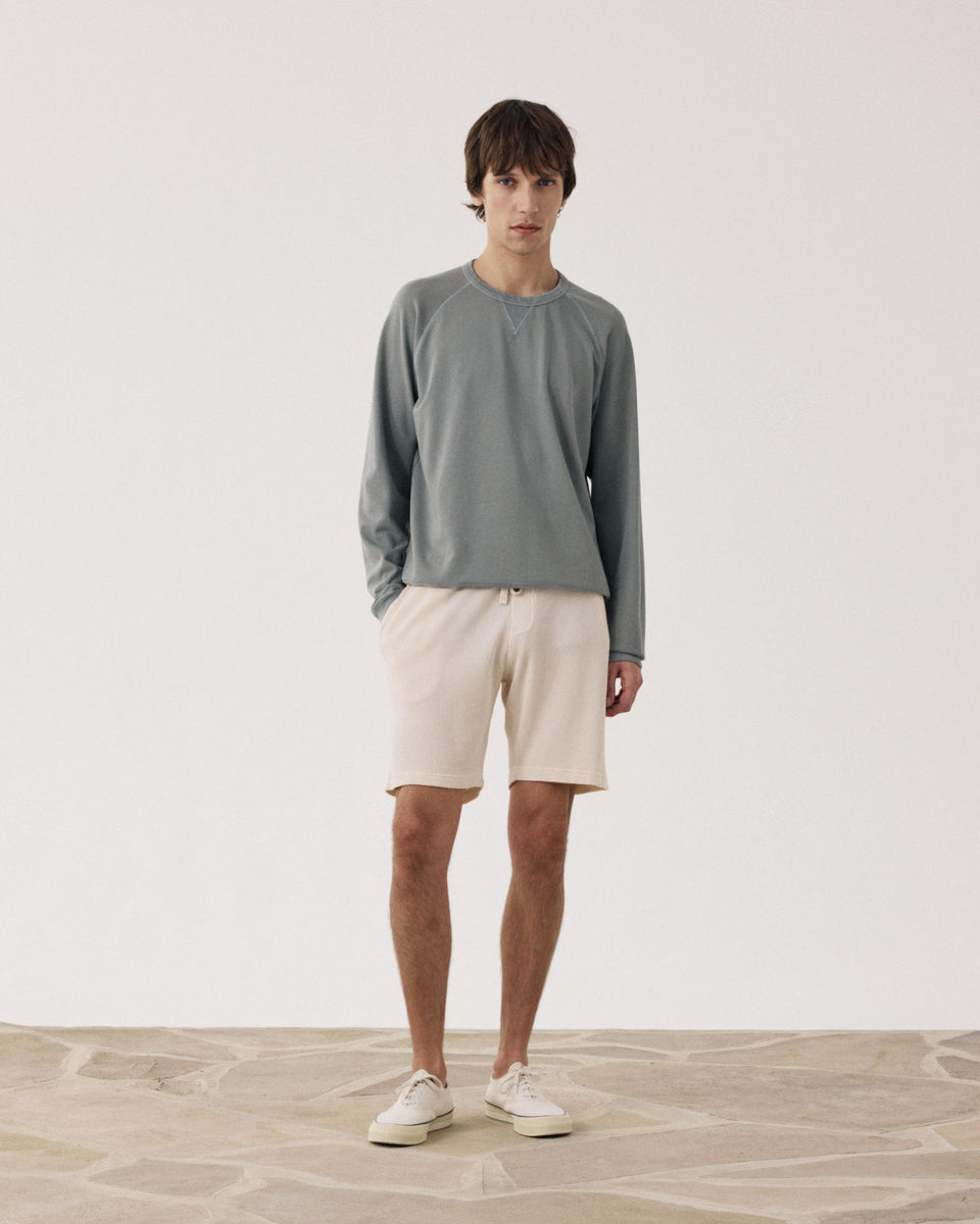 Bermuda Homme en jersey de coton gaufré vanille - Image principale
