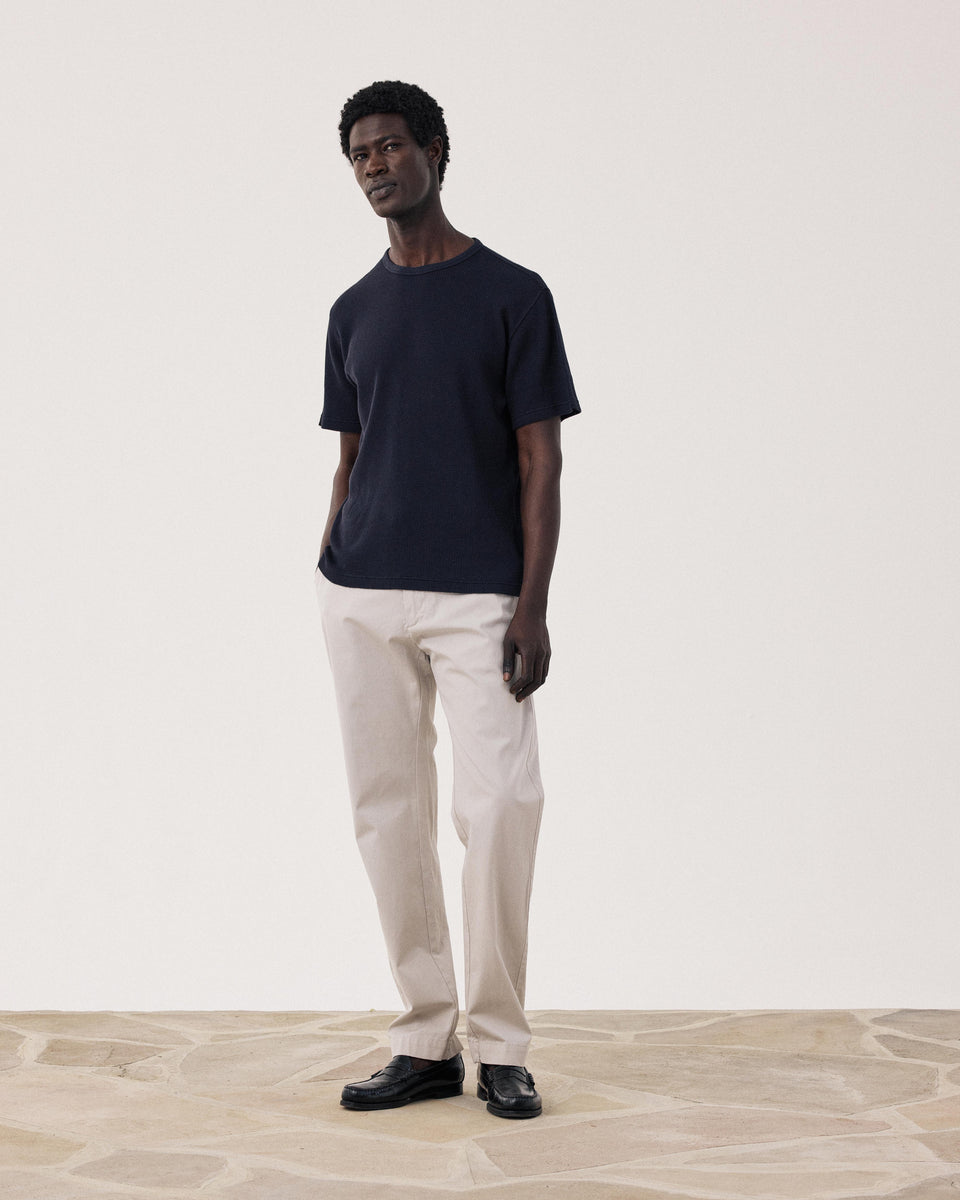 T-shirt Homme en jersey de coton Gaufré Bleu Nuit - Image alternative