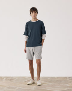 Short Homme en Eponge Gris Chiné Bouclette