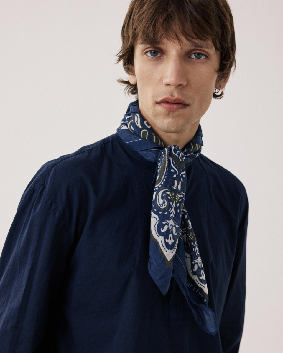 Echarpe Homme carrée Bleu Indigo Bandana Paisley - Image alternative