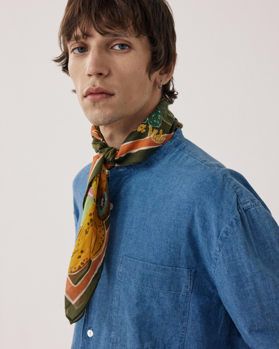 Echarpe Homme en Coton Vert Olive Bandana Costa Rica - Image alternative