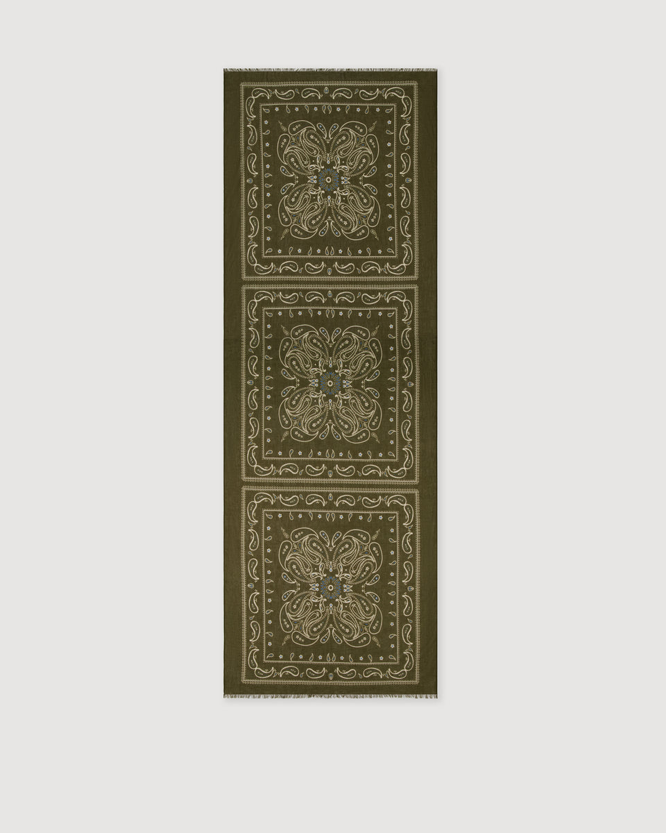 Echarpe Homme en Coton Vert militaire motif bandana - Image 3