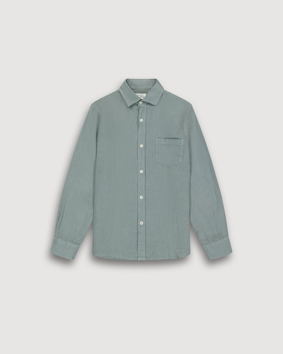 Chemise Garçon en Lin Vert Cactus Paul - Image principale