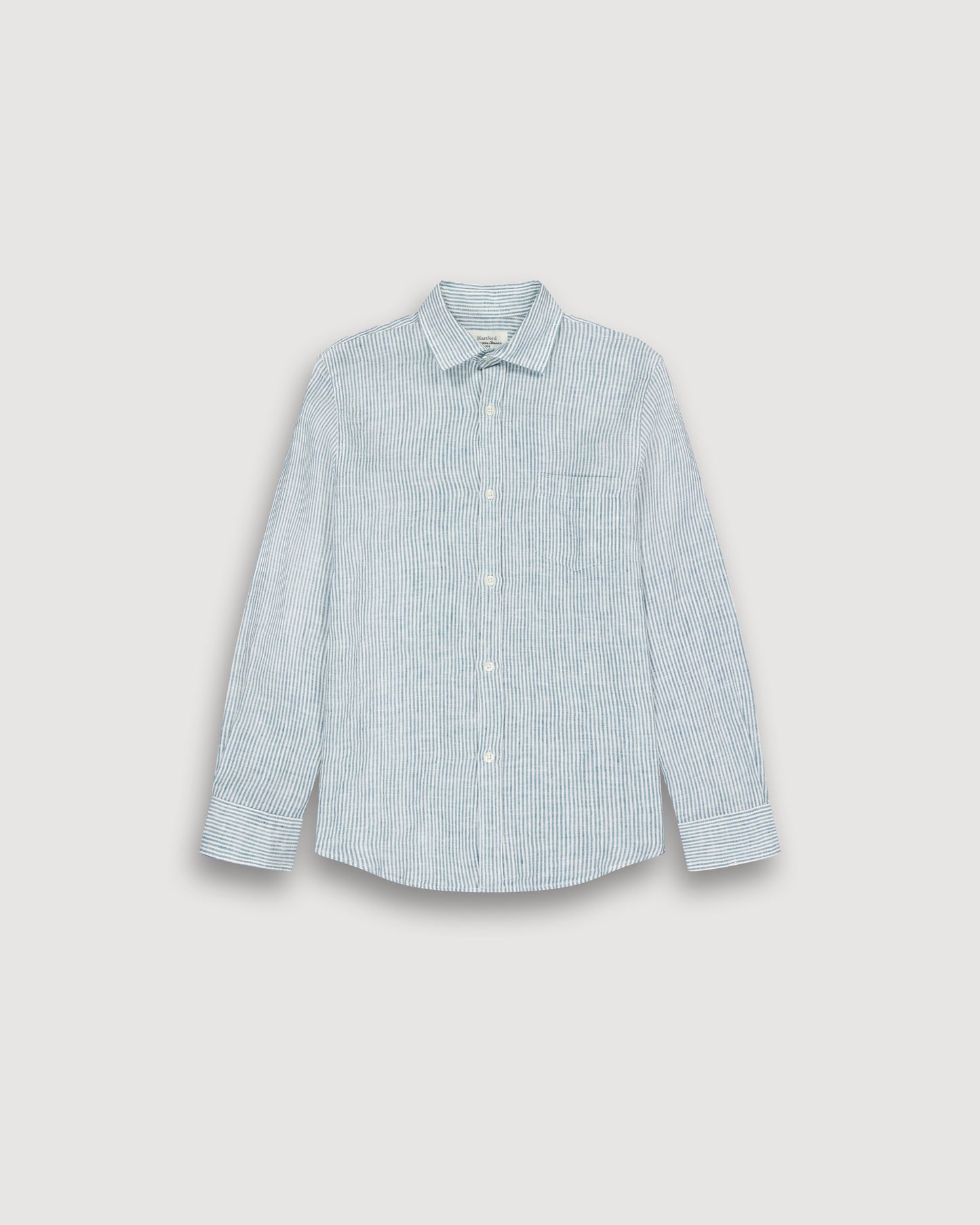 Chemise Garçon en Lin Vert & Blanc Paul BFCAB018-01