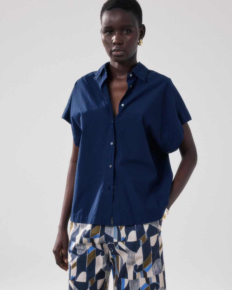 Chemise Femme en Popeline Bleu Nuit Carlos - Image principale