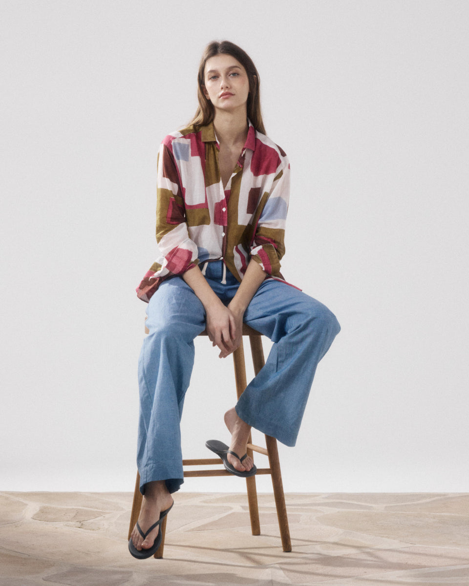 Chemise Femme en Coton Imprimé Blanc & Violet & Bronze Charlot - Image alternative