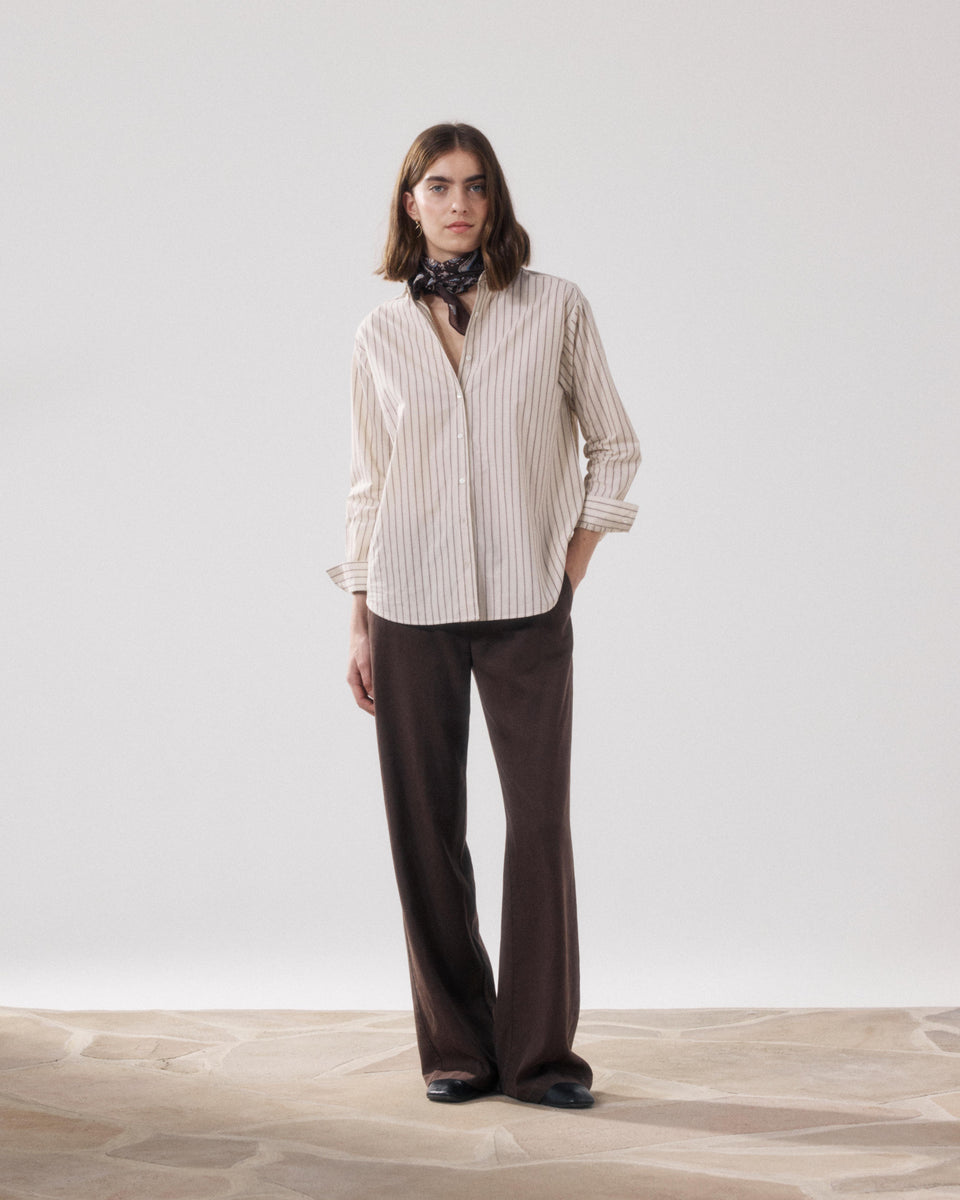 Chemise Femme en Popeline Beige & Marron Charlot - Image alternative