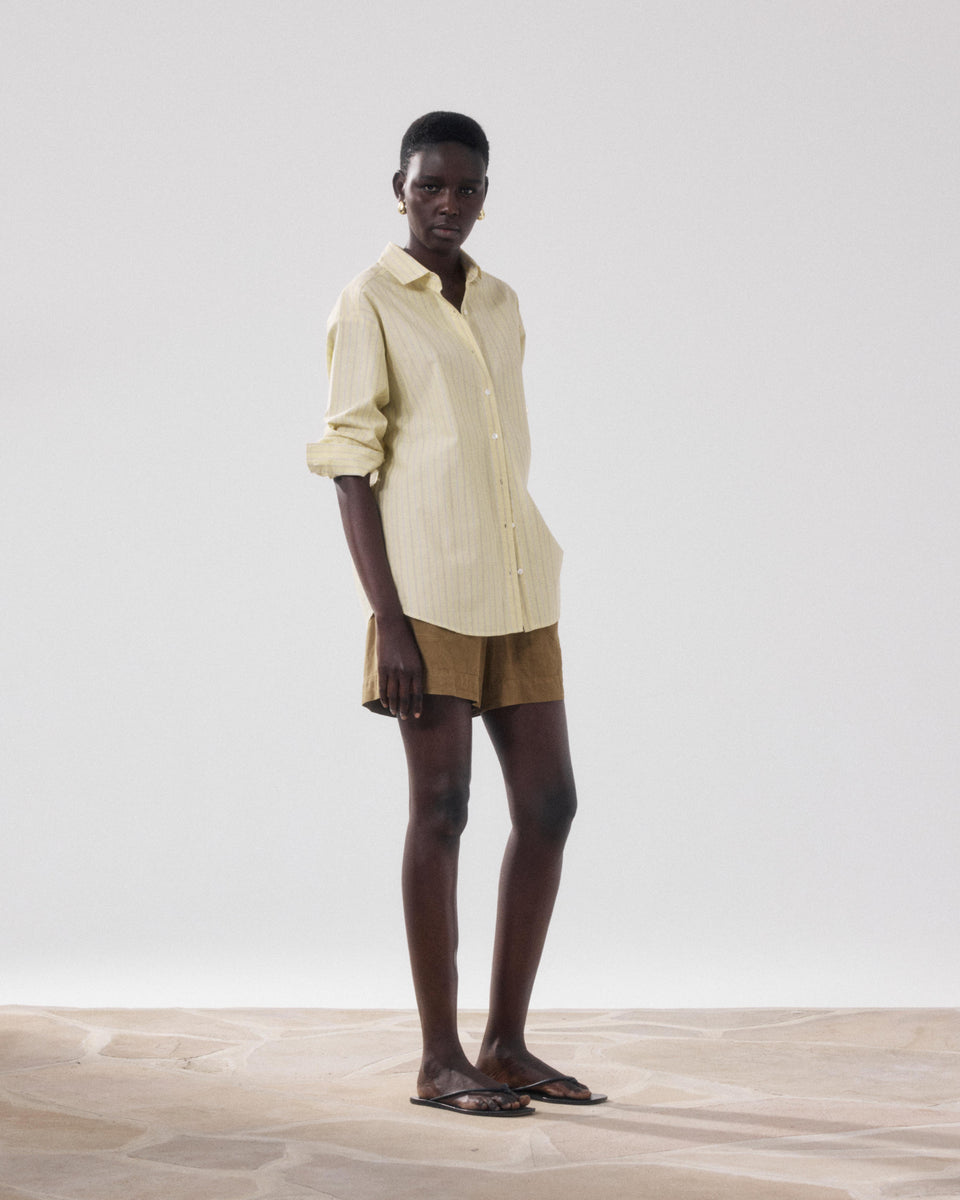 Chemise Femme en Popeline Jaune & Marron Charlot - Image alternative
