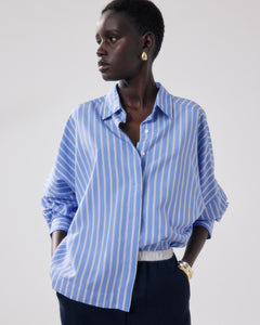 Chemise Femme en Viscose Bleu & Blanc & Marron Cosma
