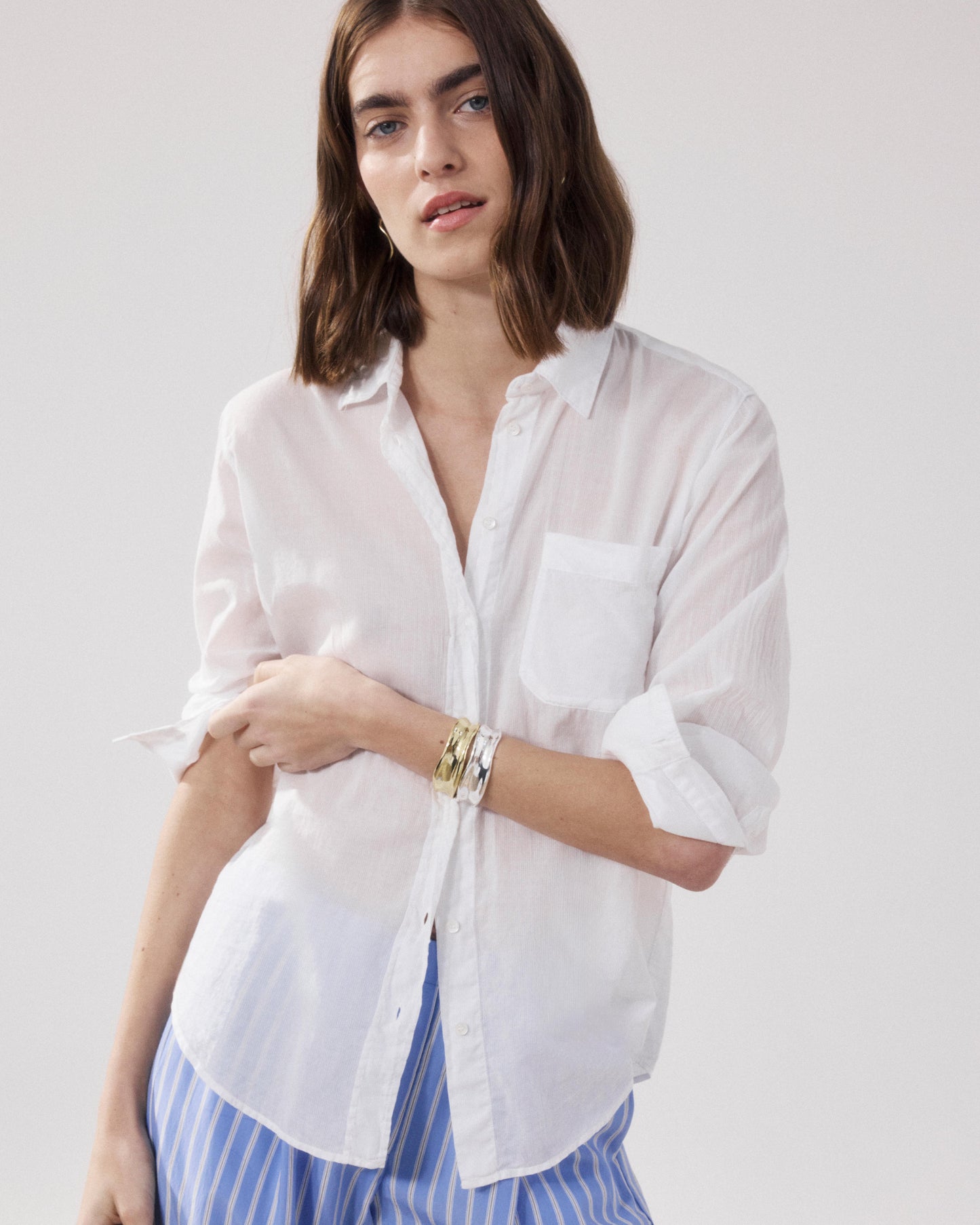 Chemise Femme en Coton Blanc Cover