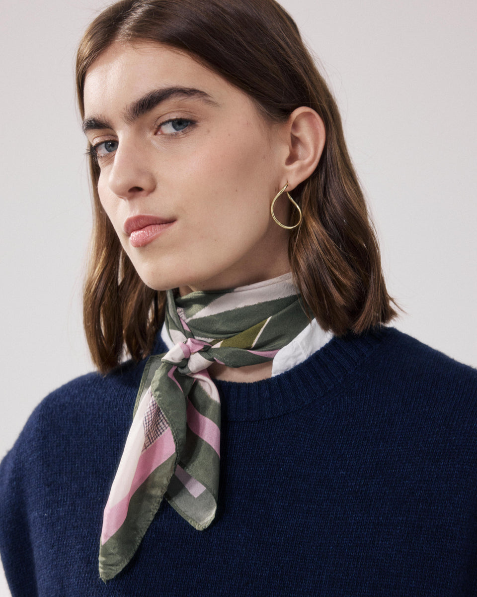 Bandana Femme en Soie Vert Militaire Japan - Image principale