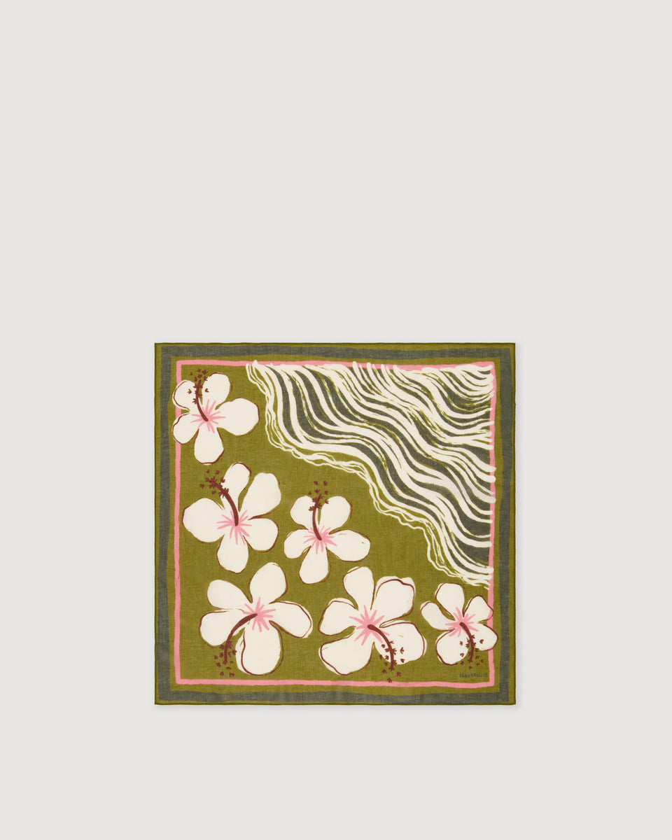Bandana Femme en Coton Vert Hibiscus - Image 3