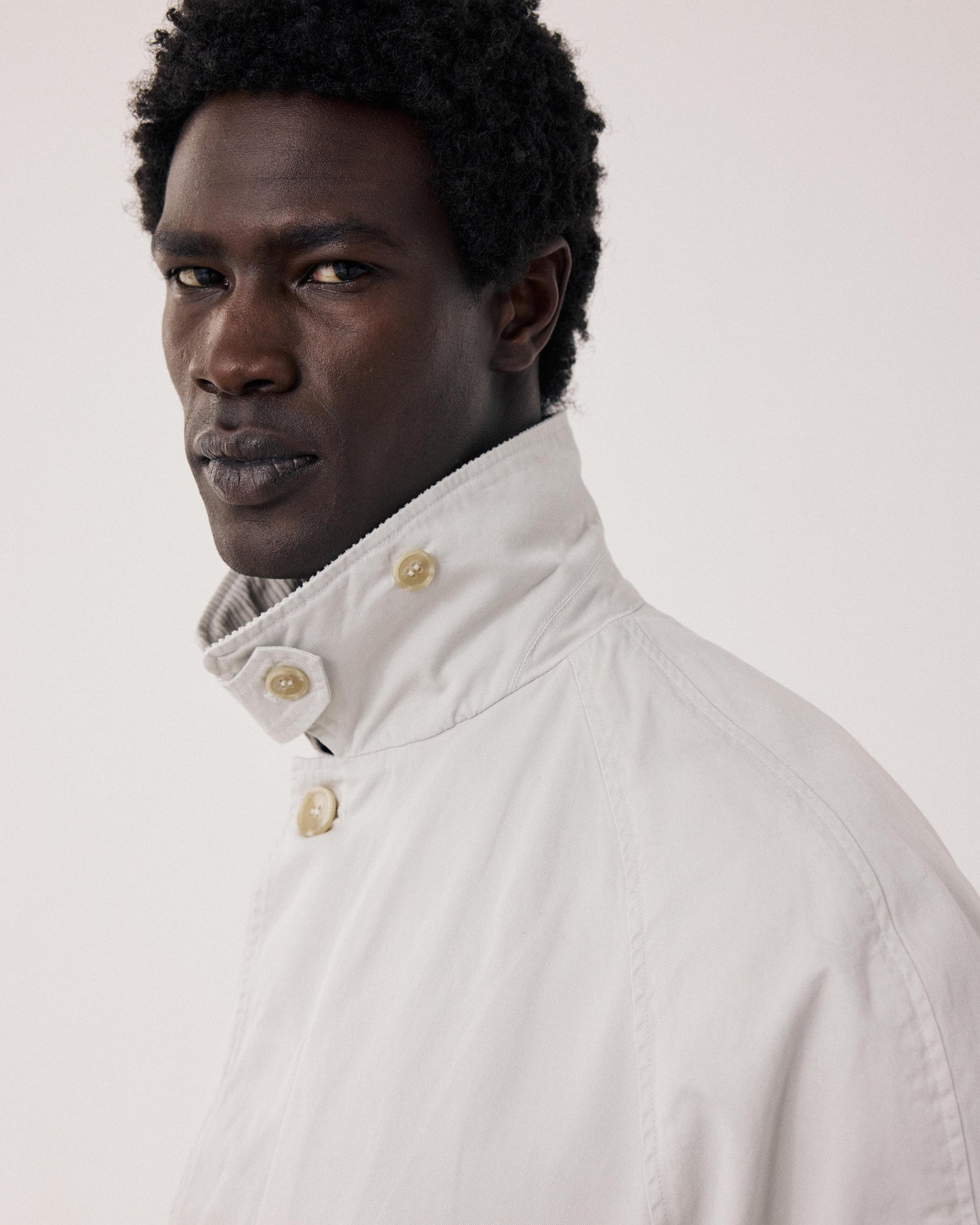 Manteau Homme en Gabardine de Coton Beige Cooler BFE2127-52