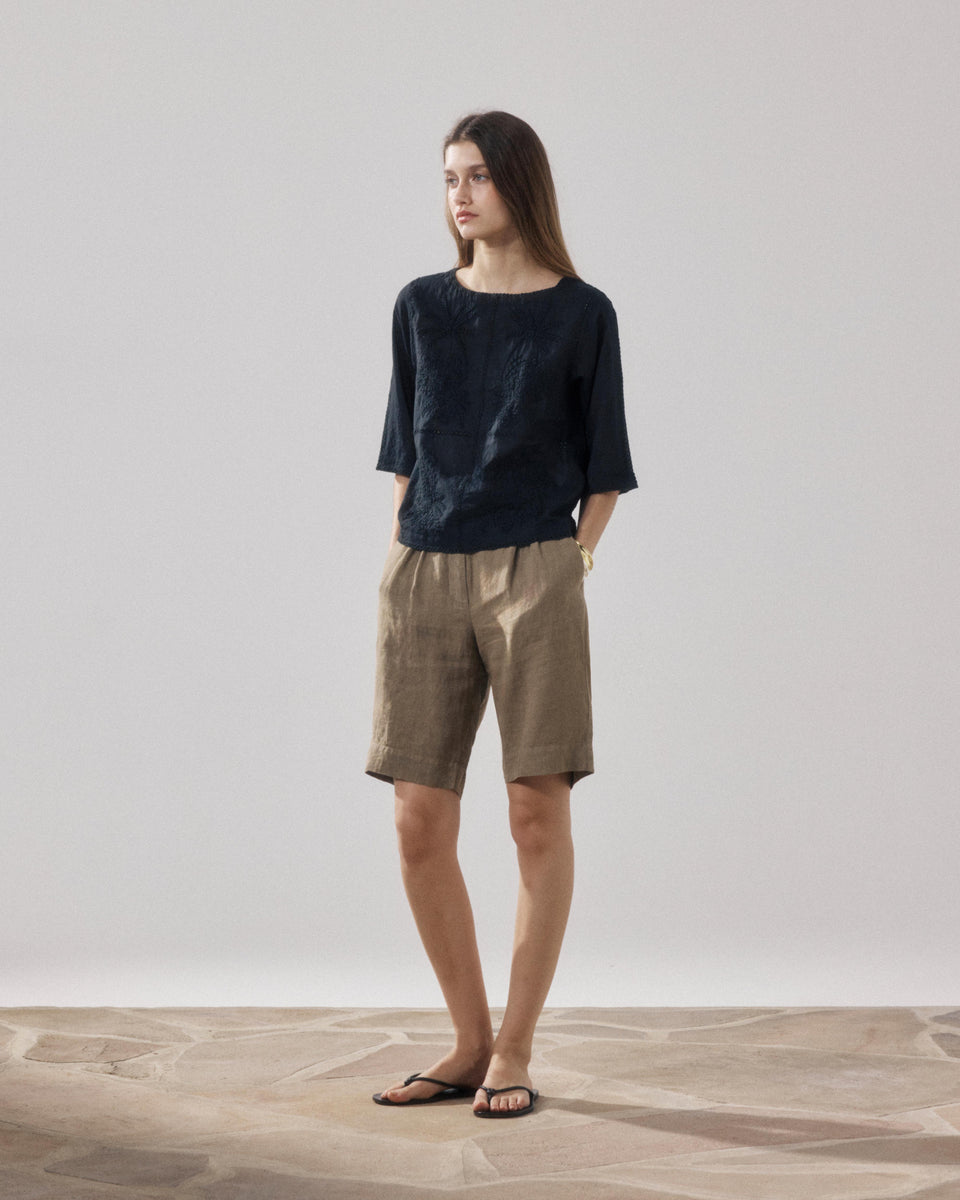 Top Femme en Voile De Coton Noir Helmer - Image alternative