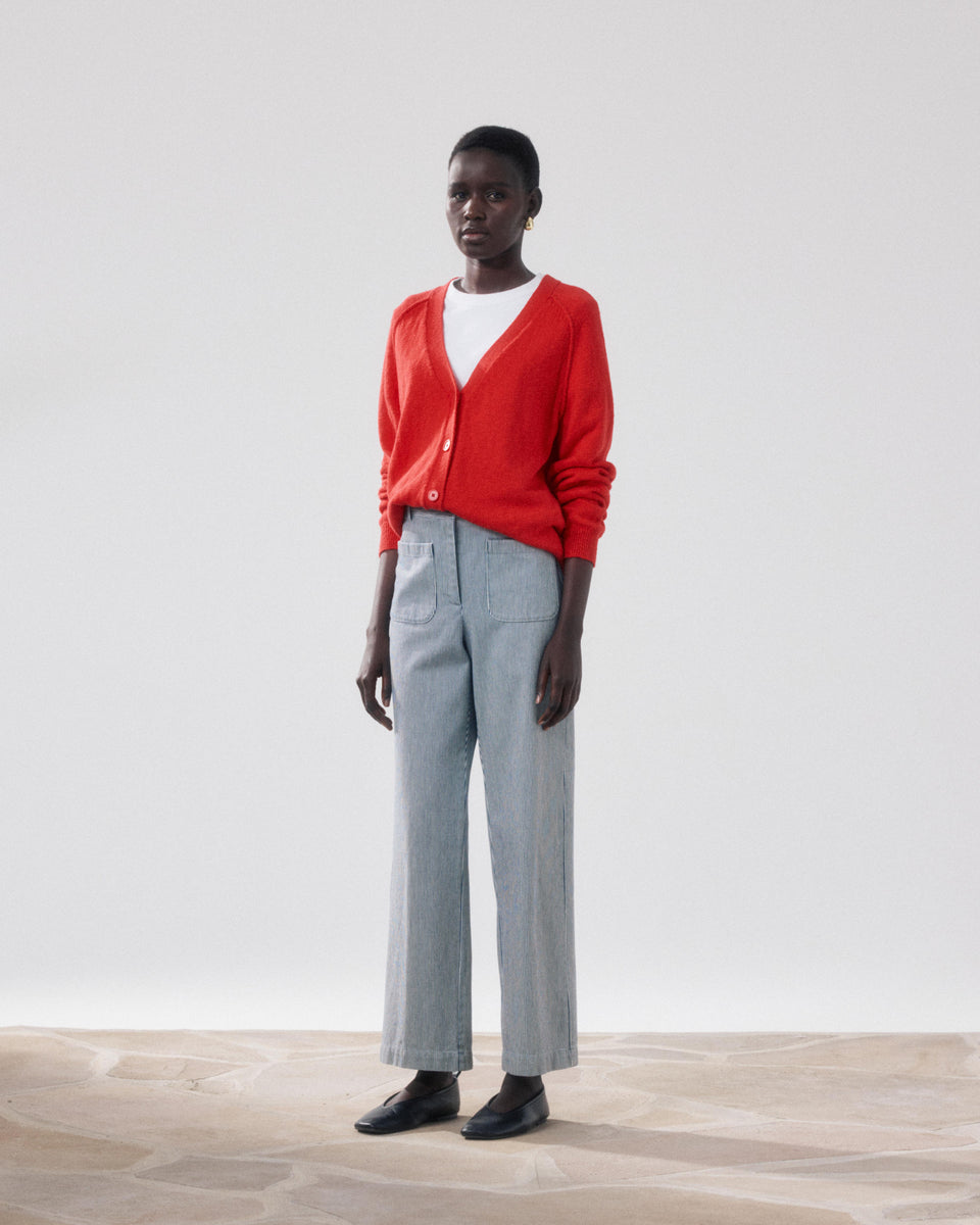 Cardigan Femme en Coton Flammé Rouge Montana - Image alternative