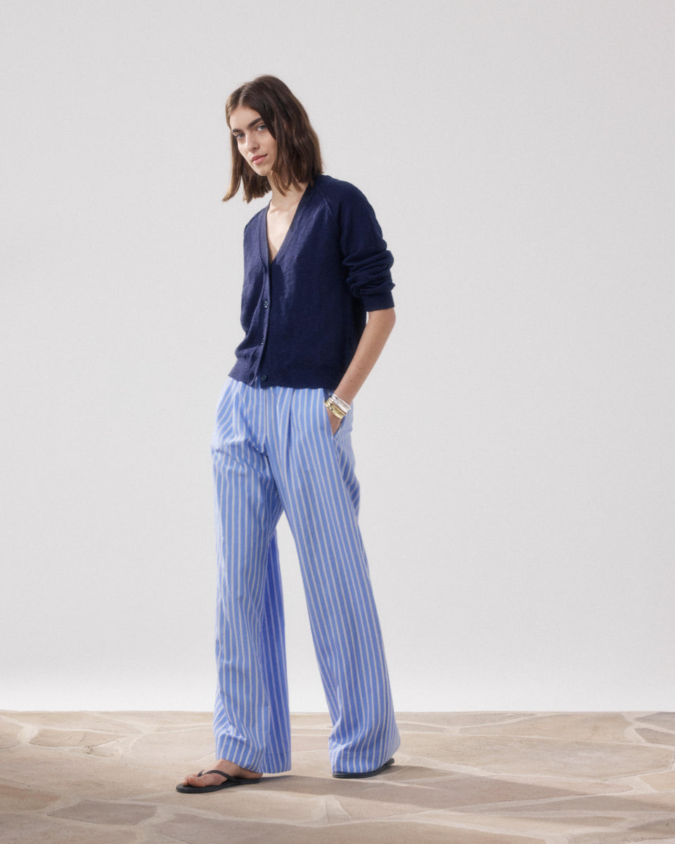 Cardigan Femme en Coton Flammé Bleu Marine Montana - Image alternative