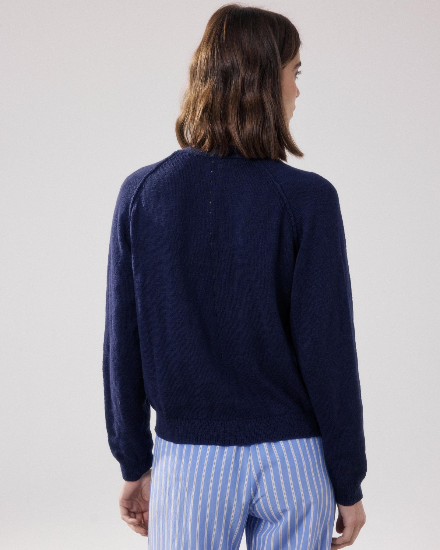Cardigan Femme en Coton Flammé Bleu Marine Montana