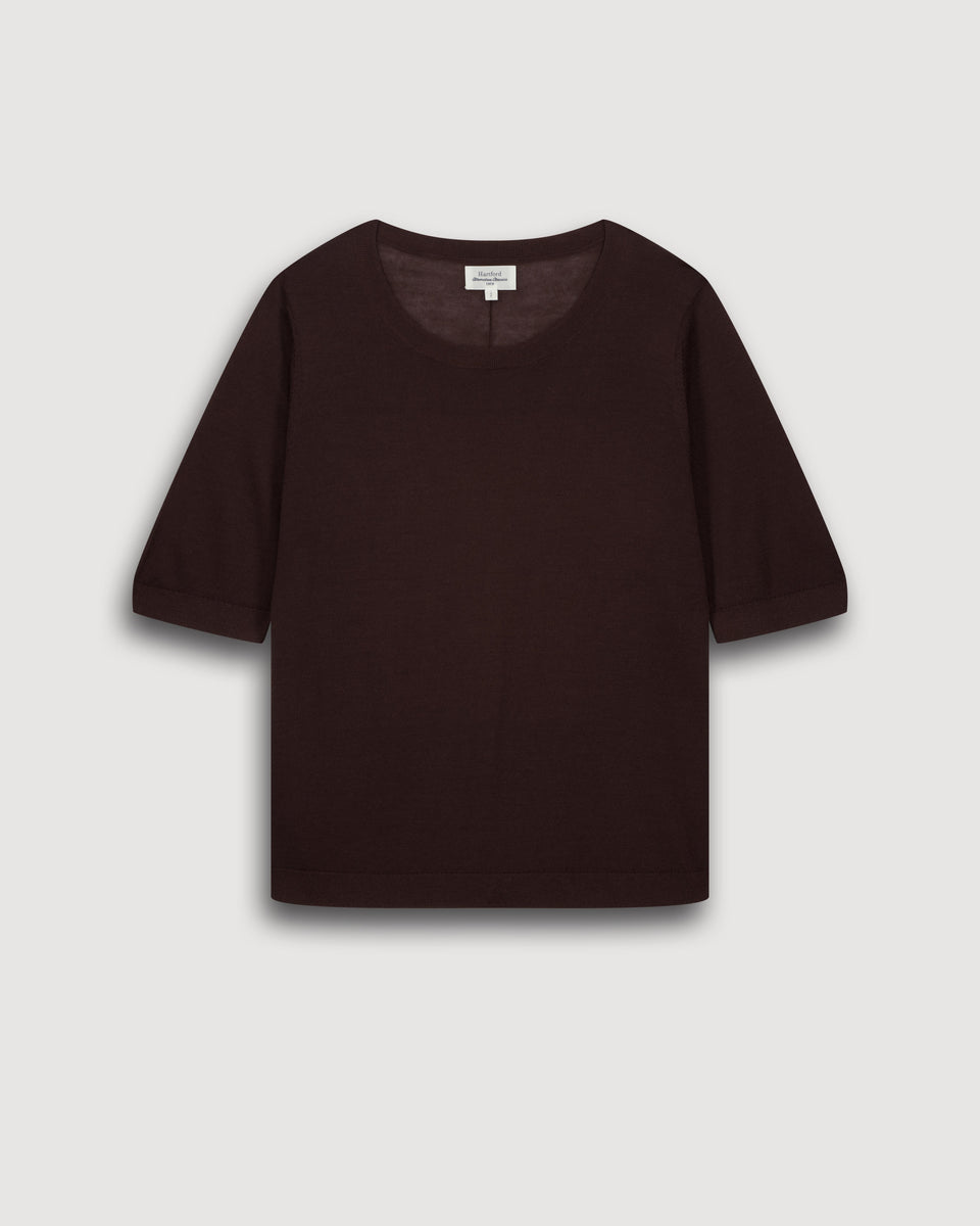 Pull Femme en Laine Mérinos Marron Matija - Image 3