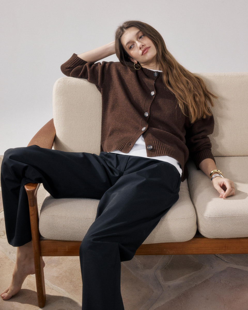 Pull Femme en Laine Mélangée Marron Mesmine - Image principale