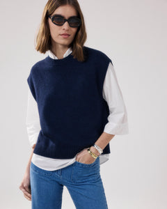 Pull Femme en Laine & Cachemire Bleu Marine Mayra