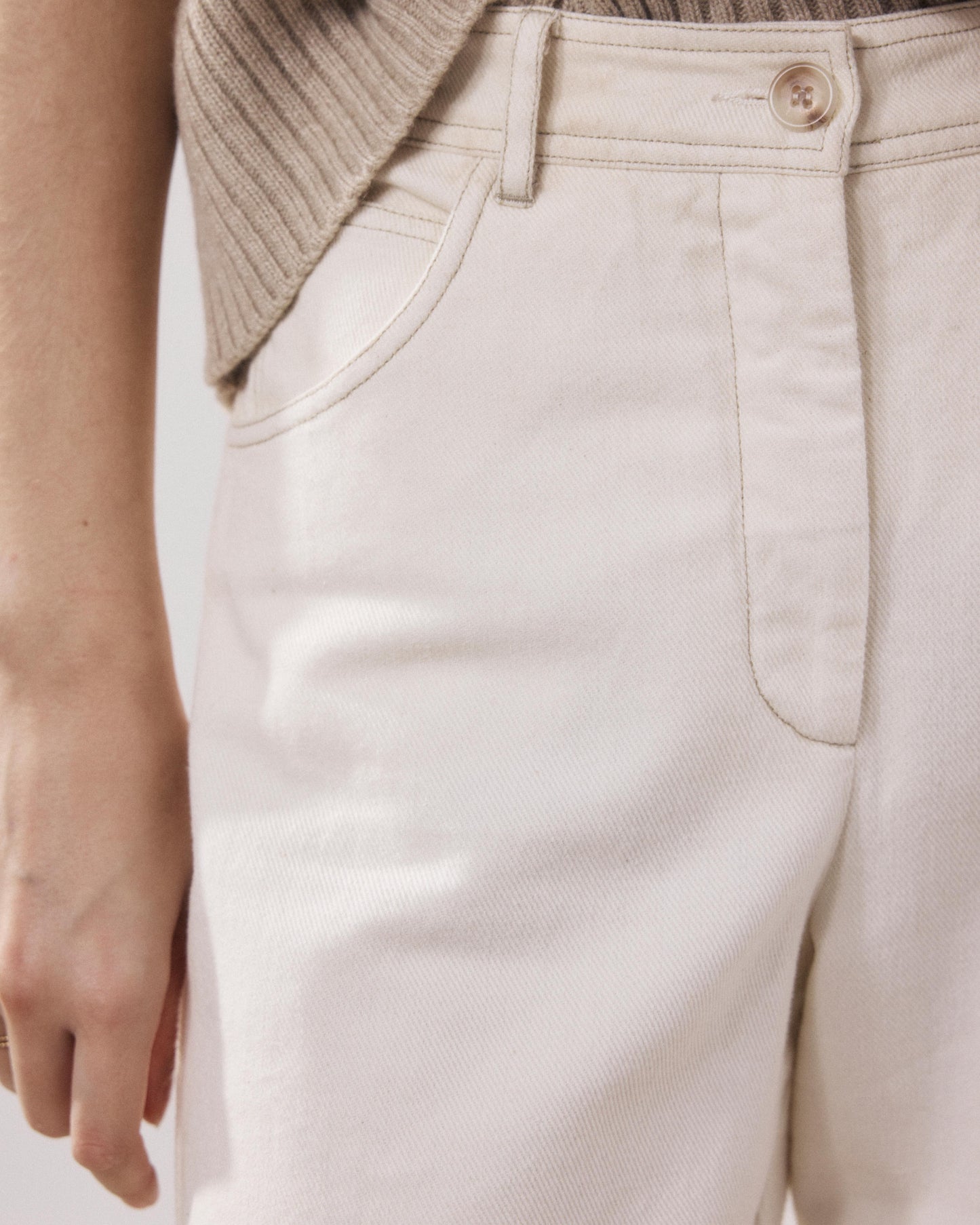 Pantalon Femme en Lyocell & Coton Beige Pad