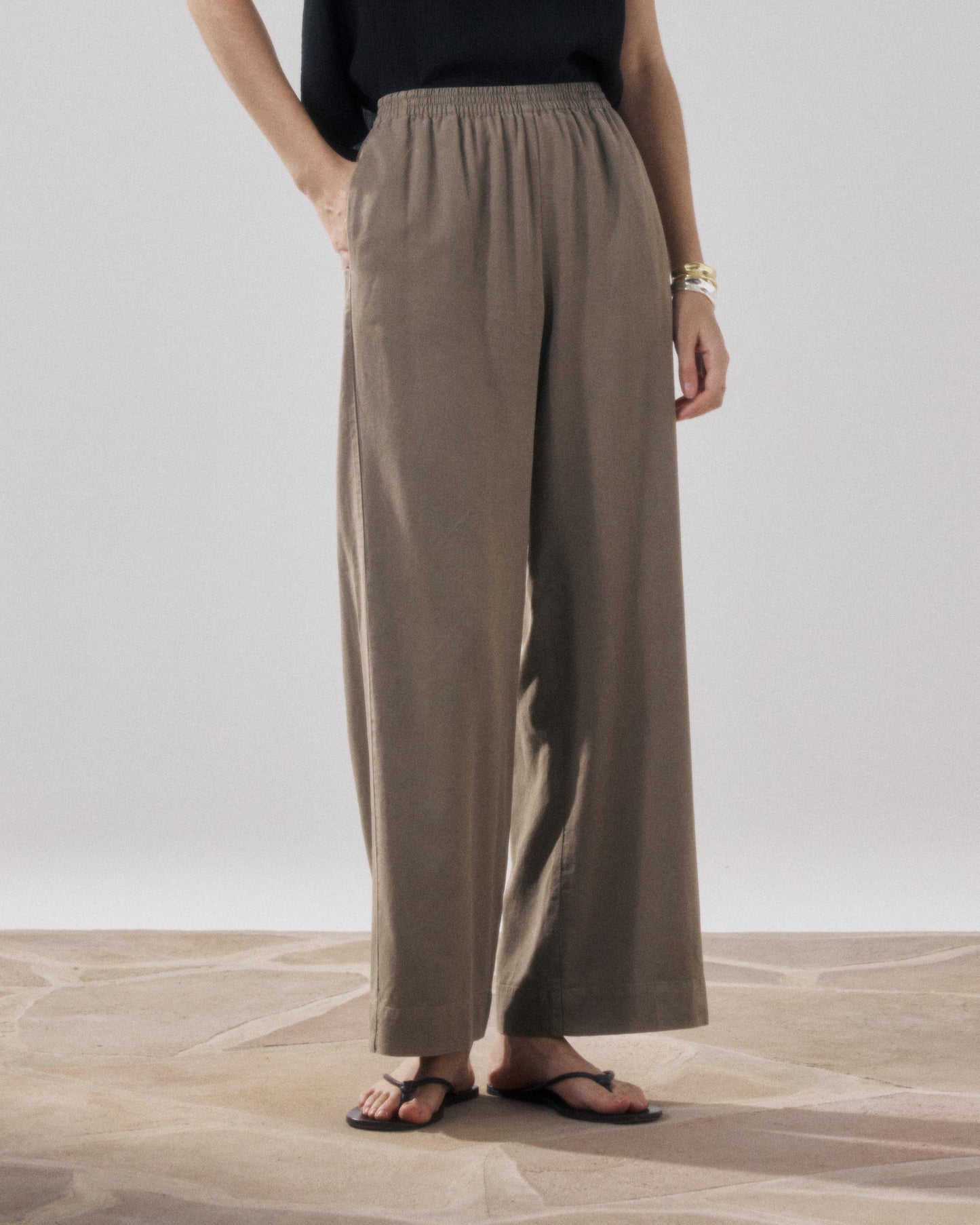 Women's Khaki Lyocell & Cotton Pants Palermo BFPB608-34