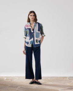 Pantalon Femme en Lyocell & Coton Bleu Nuit Palerme