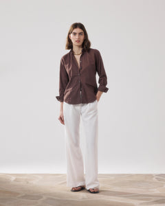 Pantalon Femme en Crepe Blanc Paradise