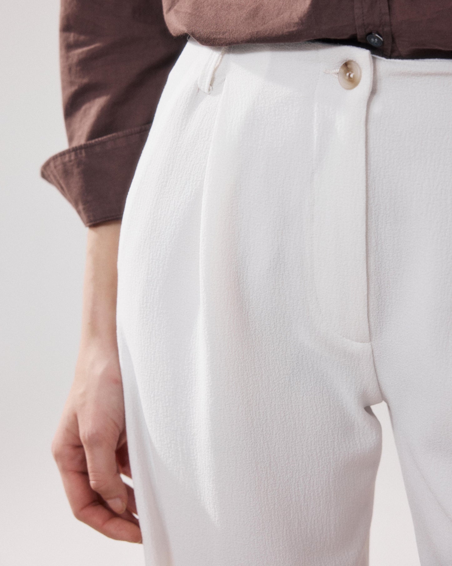 Pantalon Femme en Crepe Blanc Paradise