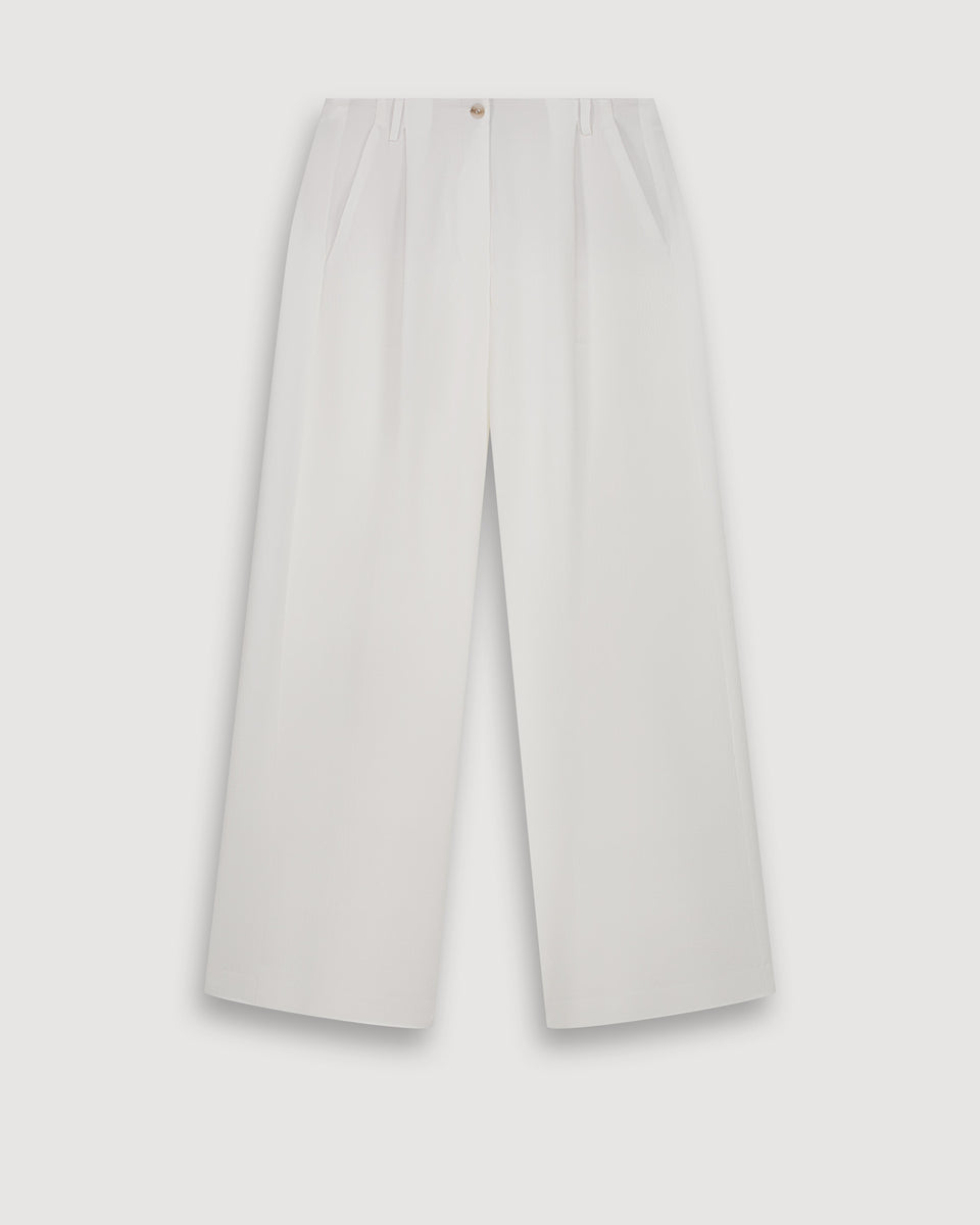 Pantalon Femme en Crepe Blanc Paradise - Image 3