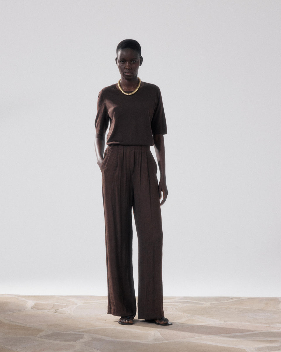 Pantalon Femme en Coton Marron Paysage - Image principale