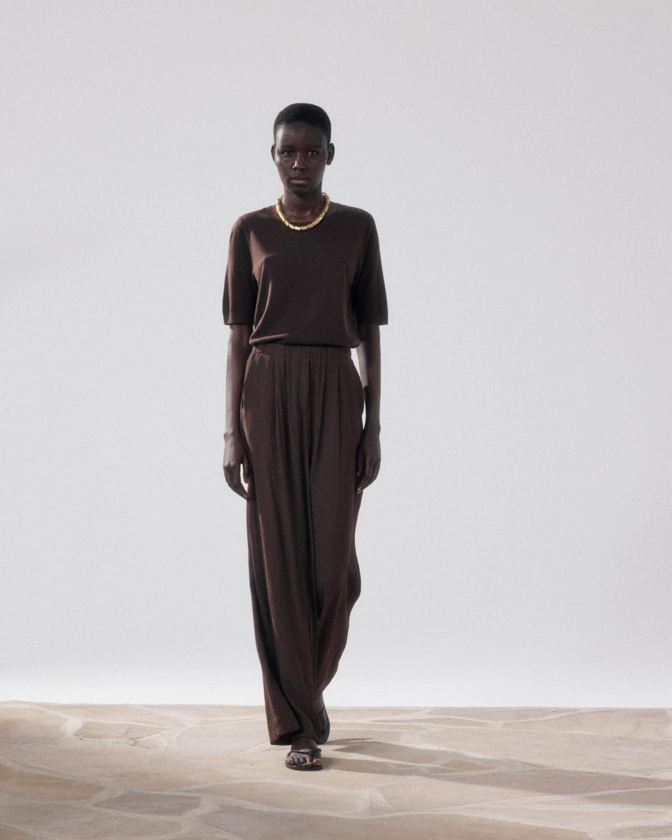 Pantalon Femme en Coton Marron Paysage - Image alternative