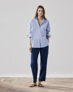 Pantalon Femme en Popeline Bleu Nuit Peyo