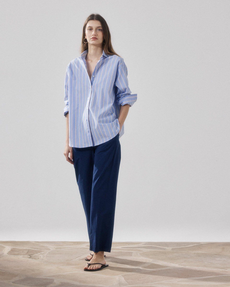 Pantalon Femme en Popeline Bleu Nuit Peyo - Image alternative
