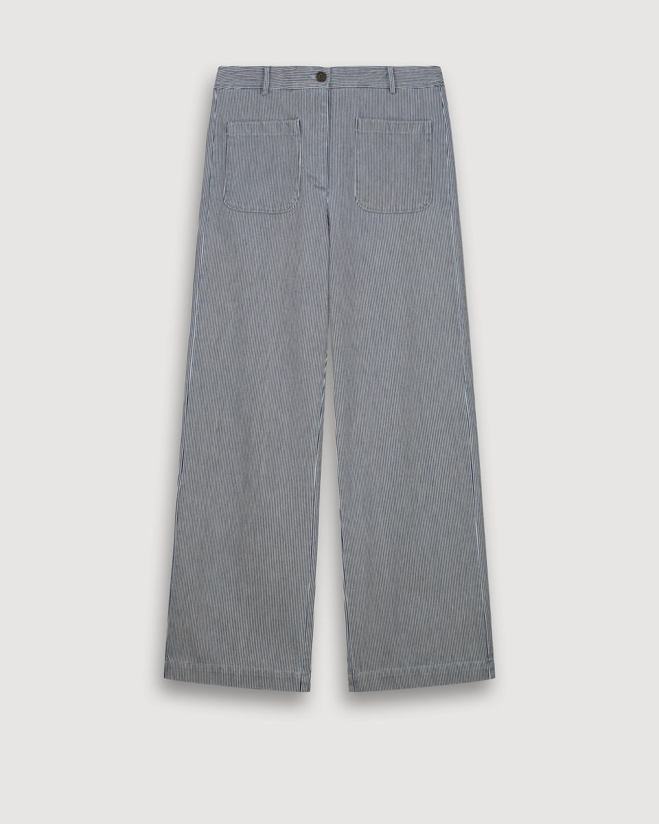 Pantalon Femme en Coton Blanc & Bleu Poli - Image 3