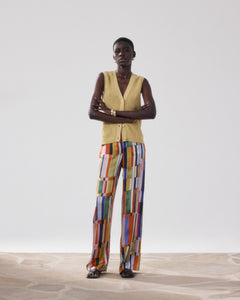Pantalon Femme en Viscose Imprimé Multicouleur Positano
