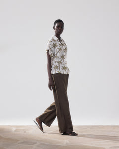 Pantalon Femme en Lin Vert Camo Positanon
