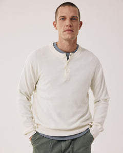 Pull Homme en Coton Piqué Crème Henley BFQ8315-01