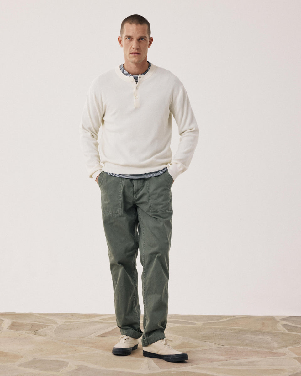 Pull Homme en Coton Piqué Crème Henley - Image alternative