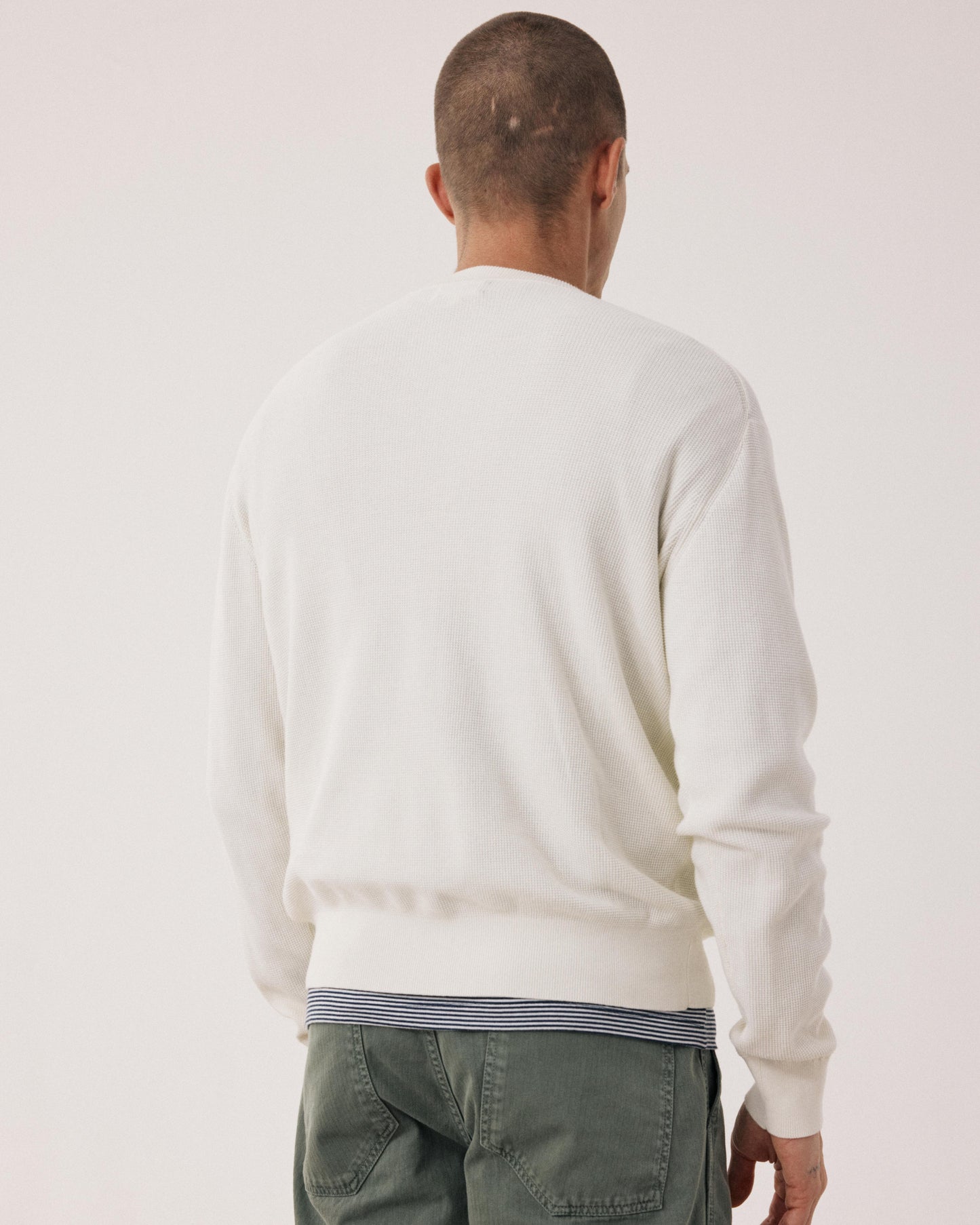 Pull Homme en Coton Piqué Crème Henley BFQ8315-01